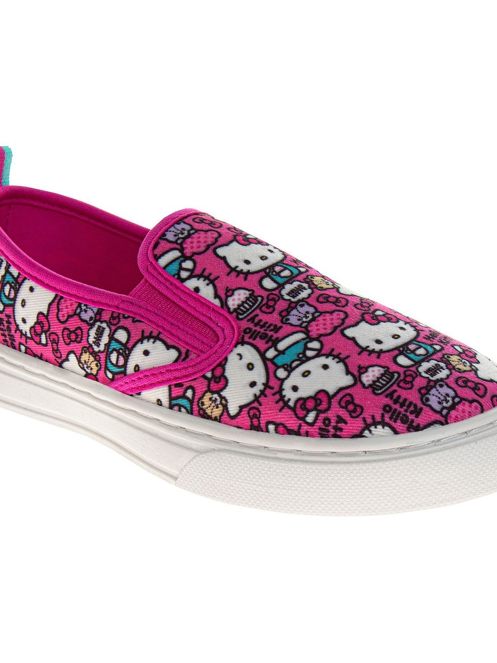 Hello Kitty Hot Pink Big Girls Size 4(FITS SIZE 5) Patterned Slip-Ons NWT